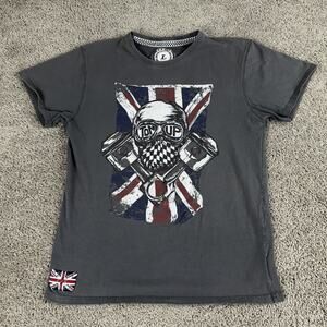 Dark Gray Graphic Tee with Union Jack Design